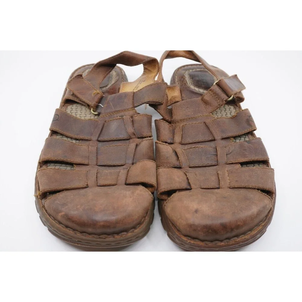Born Fisherman Sandals Men’s Sz 14 Brown Oiled Leather Strappy Flat